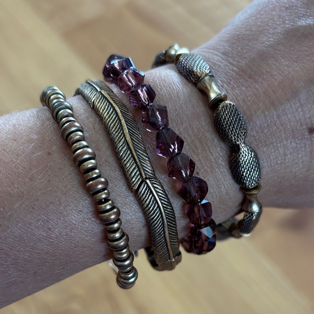 Alex and Ani - Lot of 4 - Gold and Purple Bracelets
